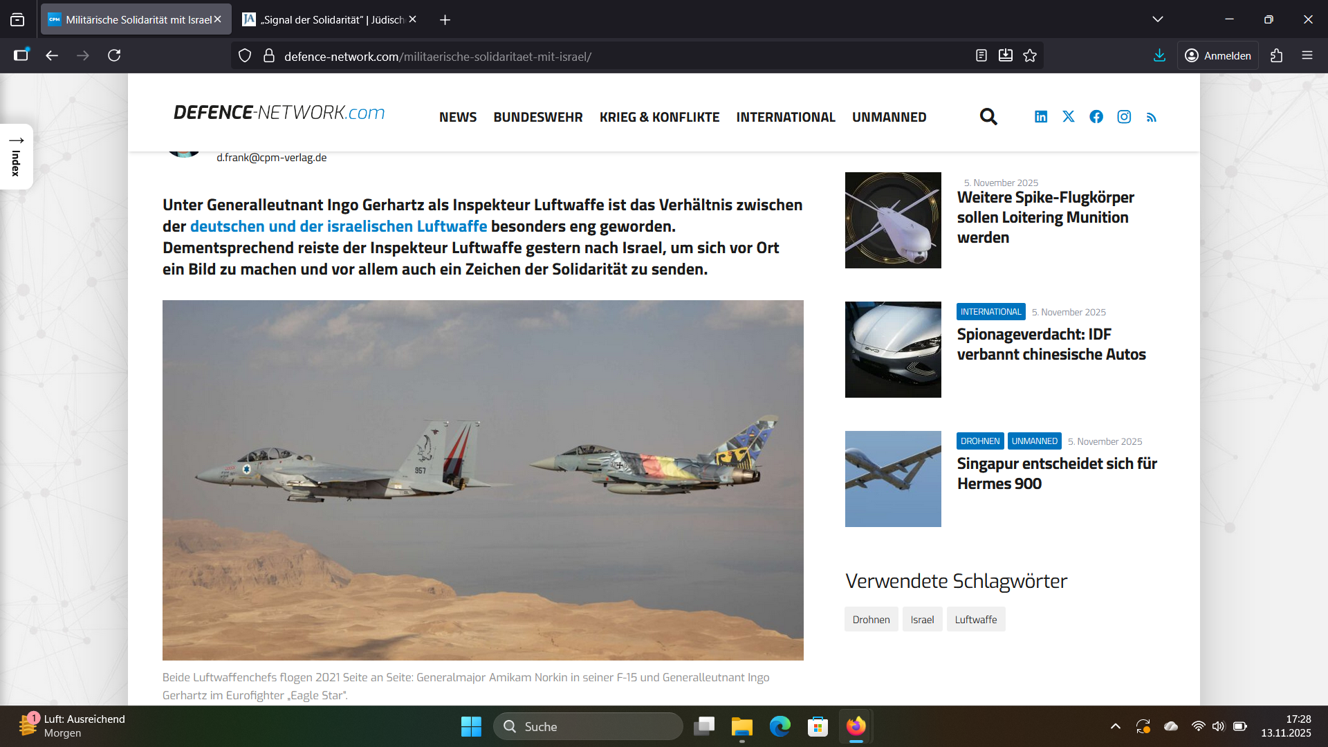 Militärische Kooperation Von Deutschland und Israel