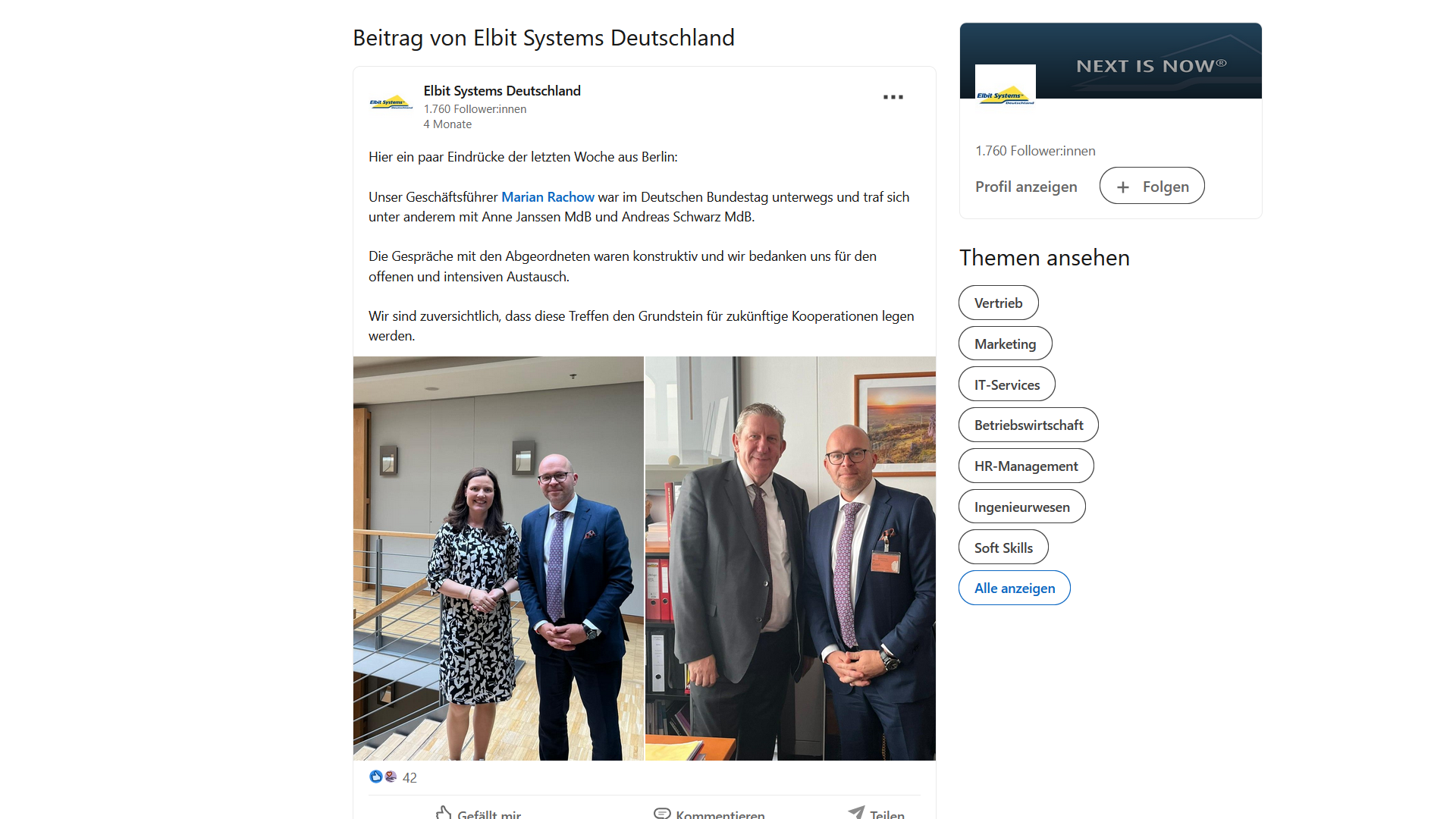 Elbit Systems Germany lobbies in the German Bundestag